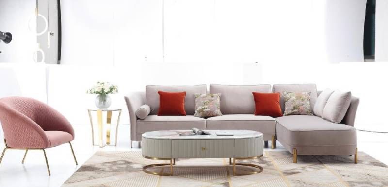 Wohnzimmer Modernes Sofa Ecksofa L Form Couchtisch Ecksofa Polster 2tlg. Set Neu von JV Möbel