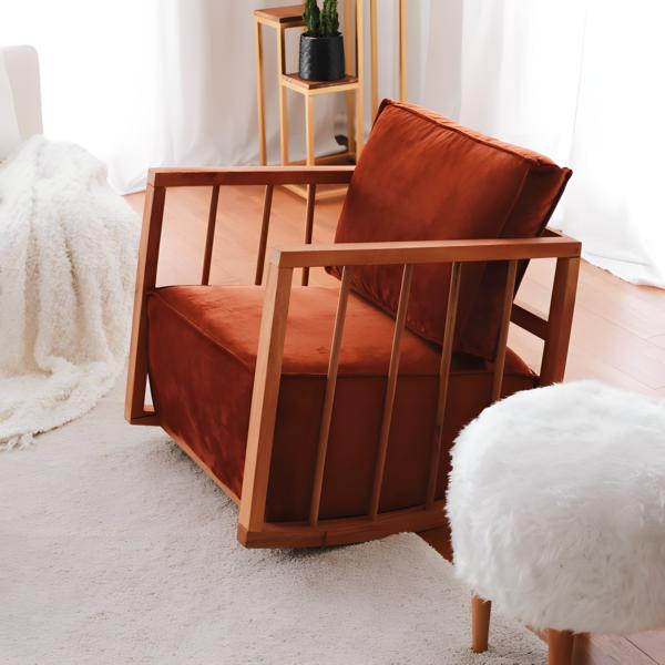 Wohnzimmer Polstersessel Einsitzer Sessel Sitzer Stoff Orange Design von JV Möbel