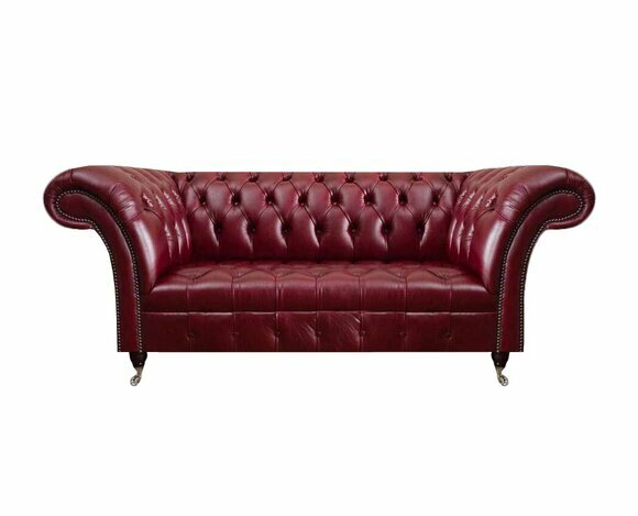 Wohnzimmer Roter Leder Chesterfield Zweisitzer Polstercouchen Edle Möbel von JV Moebel