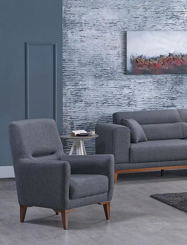 Wohnzimmer Sessel Polstermöbel Grau Modern Design Polstersessel Einrichtung von JV Möbel