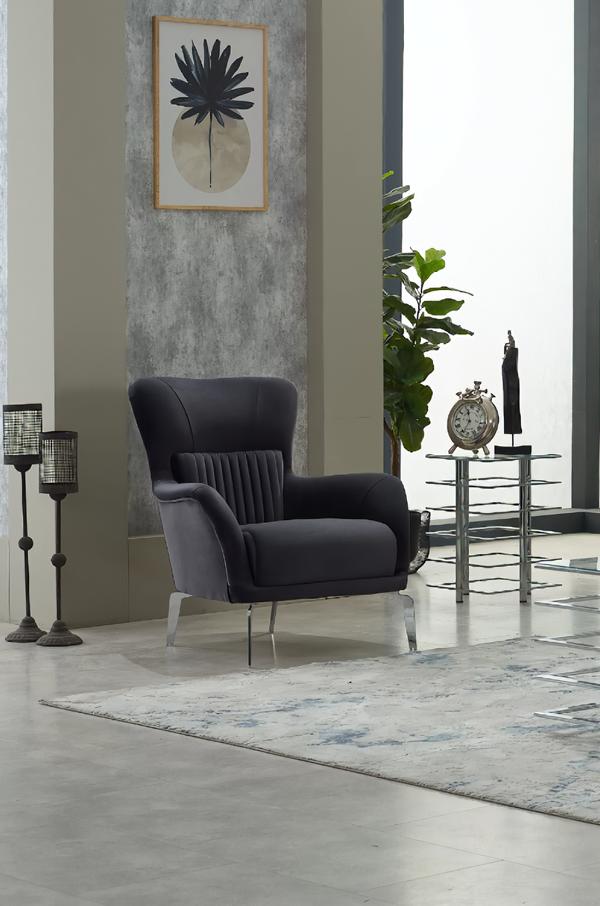Wohnzimmer Sessel Polstersessel Einsitzer Stoff Grau Sitzer Design Möbel von JV Möbel