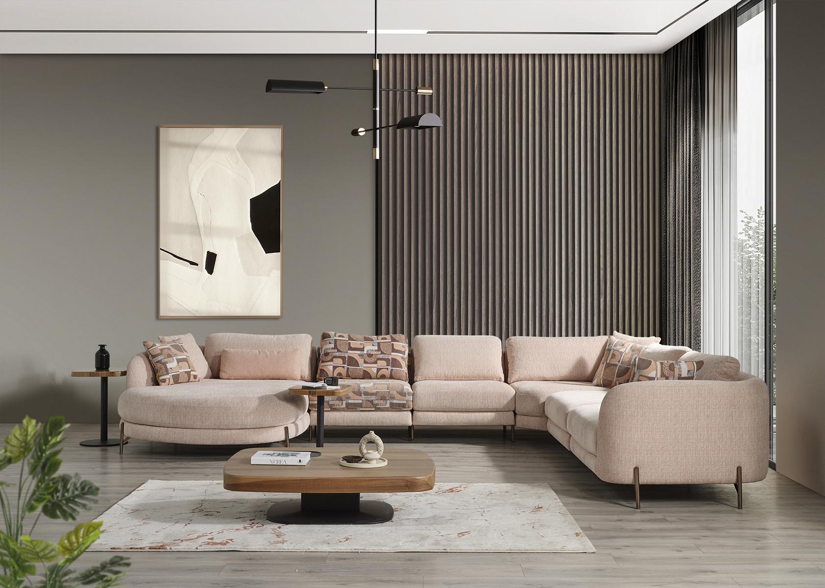 Wohnzimmer Set Ecksofa U-Form Möbel 2x Beistelltisch Holz Modern Couchtisch Wohnzimmer Set Ecksofa U-Form Möbel 2x Beistelltisch Holz Modern Couchtisch von JV Möbel