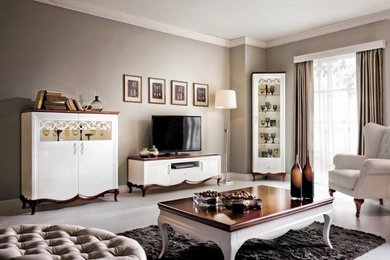 Wohnzimmer Set TV-Lowboard Holzmöbel Luxuriöses Sideboard Komplett Eckvitrine von JV Möbel