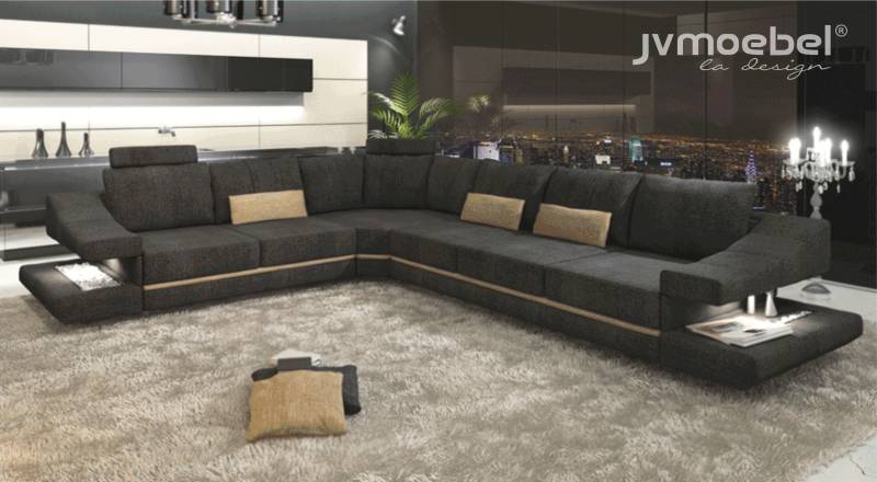 Wohnzimmer Textil neu L-Form Sitz Schlafsofa Möbel Ecksofa Couch Polstermöbel von JV Möbel