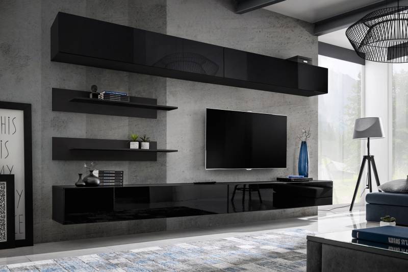 Wohnzimmer Wand Regal Garnitur 6tlg. Design Wohnwand Wandschrank Design von JV Möbel