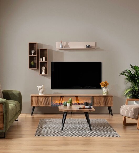 Wohnzimmer Wandmöbel Designer RTV-Lowboard TV-Regal Hängeregale 3tlg Set von JV Möbel