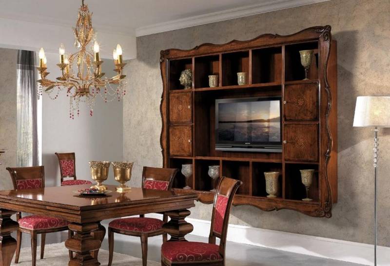 Wohnzimmer Wandschrank Vitrine Holz Wohnzimmermöbel TV Schrank Wand Design Neu von JV Möbel