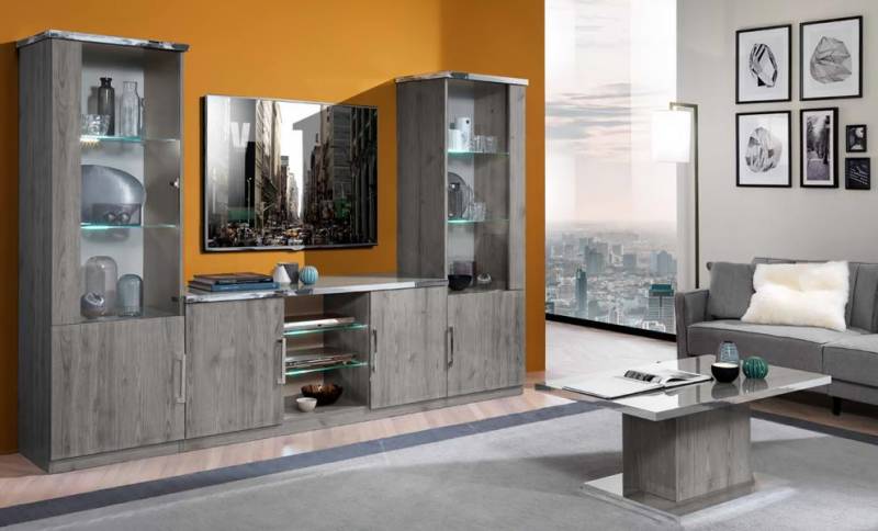 Wohnzimmer Wohnwand TV-Ständer Regal Luxus Design Set 4 tlg Modern Möbel Neu von JV Möbel