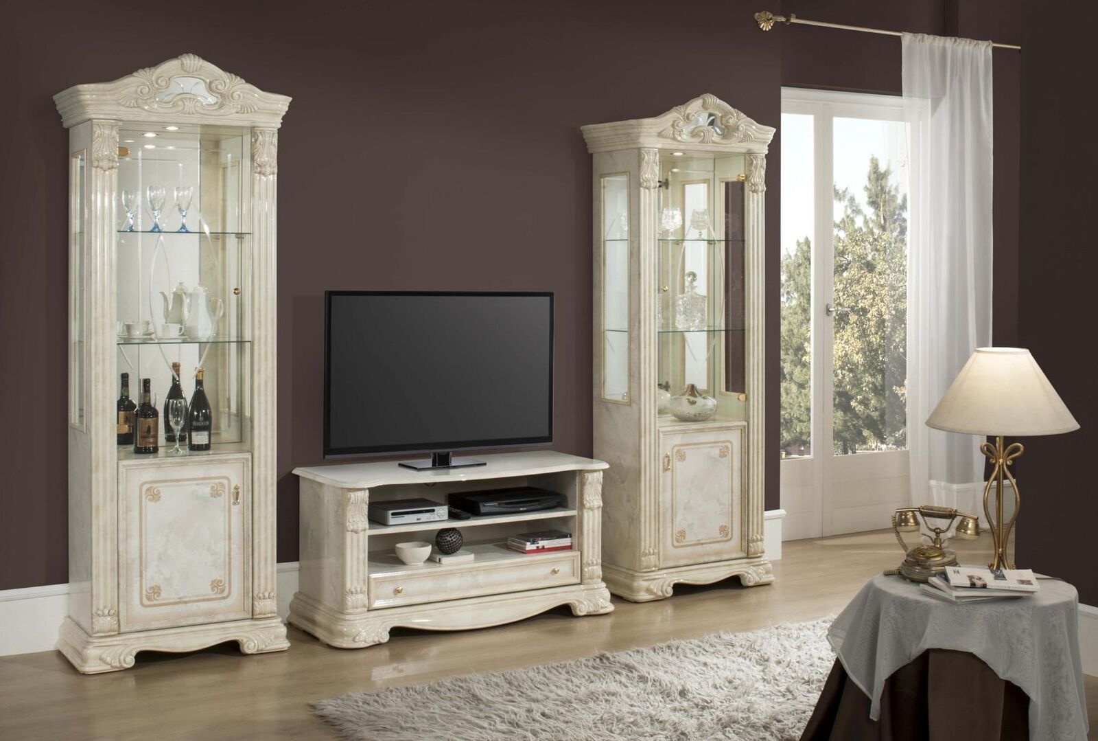 Wohnzimmer rtv Vitrine Anrichte Regal Luxus Wohn Zimmer TV Schrank Set 3tlg. Wohnzimmer rtv Vitrine Anrichte Regal Luxus Wohn Zimmer TV Schrank Set 3tlg. von JV Möbel