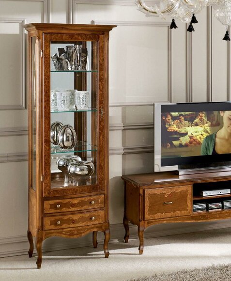Wohnzimmer rtv Vitrine Wohnwand Schränke Design tv Art déco Vitrinen Set Schrank von JV Möbel