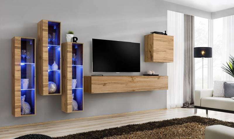 Wohnzimmermöbel Hochglanz Wohnwand TV Ständer Garnitur Luxus Stil Designer von JV Möbel