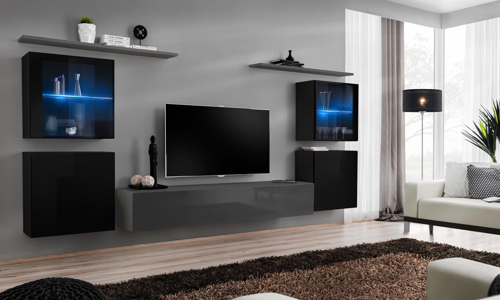 Wohnzimmermöbel Set 7 tlg Designer Luxus Grau Sideboard Wohnwand Neu Wohnzimmermöbel Set 7 tlg Designer Luxus Grau Sideboard Wohnwand Neu von JV Möbel