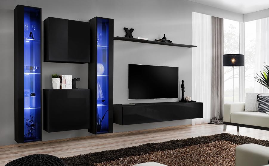 Wohnzimmermöbel Set Designer 2x Wandschrank Hänge Vitrine Einrichtung von JV Möbel