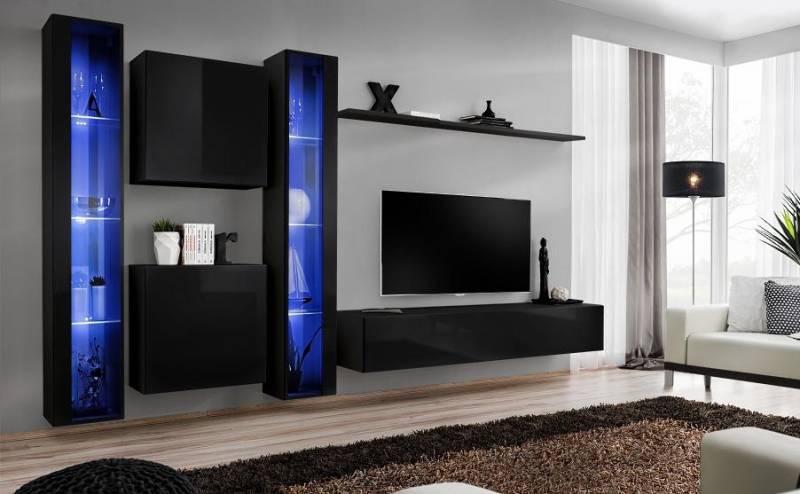 Wohnzimmermöbel Set Designer 2x Wandschrank Hänge Vitrine Einrichtung von JV Möbel