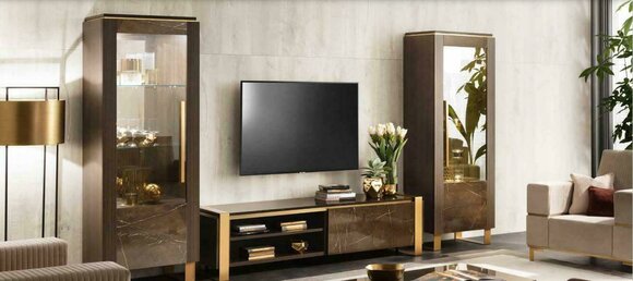 Wohnzimmermöbel Set Designer Wohnzimmer Sideboard 2x Vitrine 3tlg. Wohnwand Neu von JV Möbel