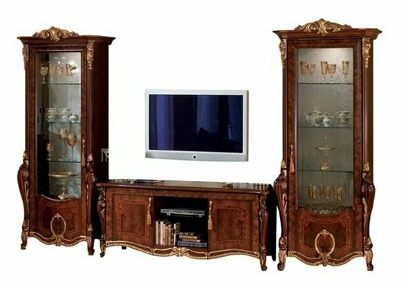 Wohnzimmermöbel Set Designer Wohnzimmer Sideboard 2x Vitrine 3tlg. Wohnwand Neu von JV Möbel