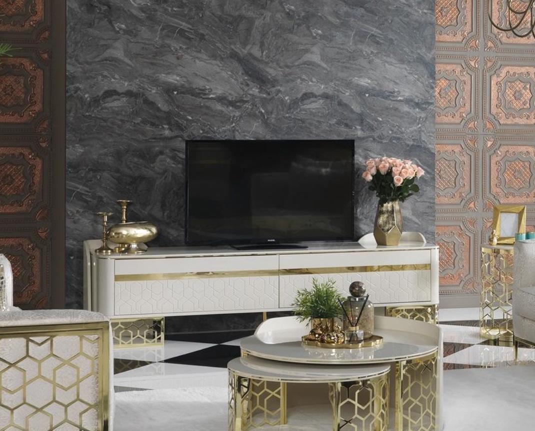 Wohnzimmerschrank Highboard Anrichte Kommode Schrankkonsole Fernseher Ständer von JV Möbel
