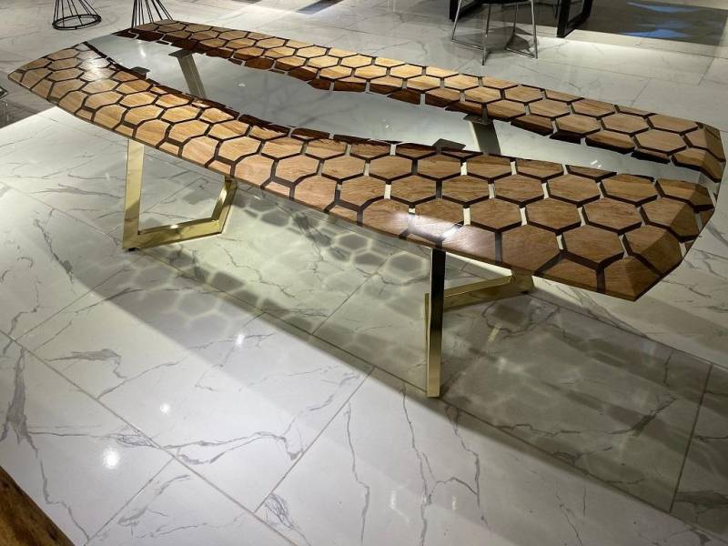 XXL Esszimmertisch Esstisch Epoxidharz Küchentisch Groß Holz Braun von JV Moebel