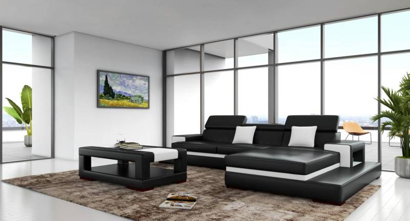XXL Ledersofa Ecksofa Design Big Sofa Couch Polster Eck Sitz Garnitur von JV Möbel