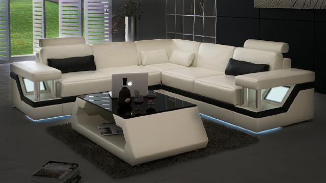 XXL Ledersofa mit USB,Garnitur Wohnlandschaft Eckcouch Leder Ecksofa HAMBURG II von JV Möbel