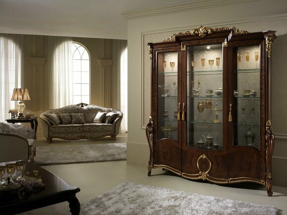 XXL Vitrine Glas Wandschrank Vitrinen Regal Barock Rokoko Stil Jugendstil XXL Vitrine Glas Wandschrank Vitrinen Regal Barock Rokoko Stil Jugendstil von JV Möbel