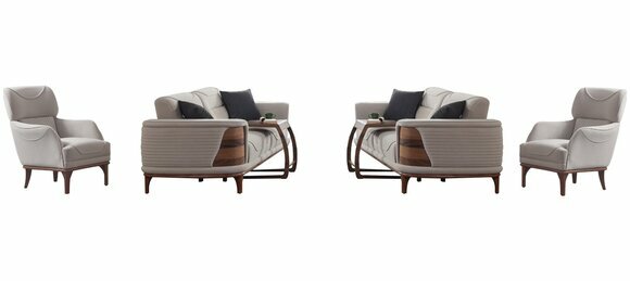 Zwei Sofas komplett mit 2 weißen Sesseln luxuriöse gepolsterte Sessel neu von JV Moebel