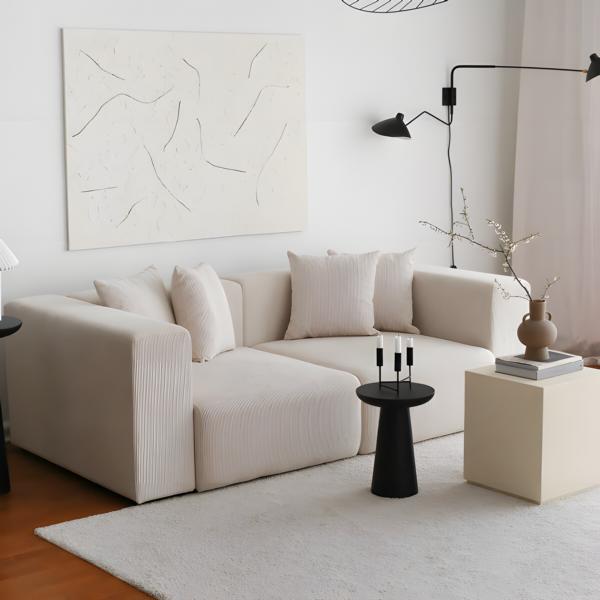 Zweisitzer Sofa 2 Sitzer Couch Polstersofa Beige Stoffsofa Moderne von JV Möbel