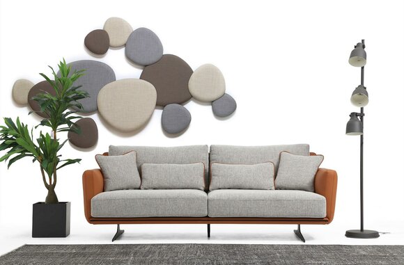 Zweisitzer Sofa 2 Sitzer Stoff Orange Modern Design Wohnzimmer Grau von JV Möbel