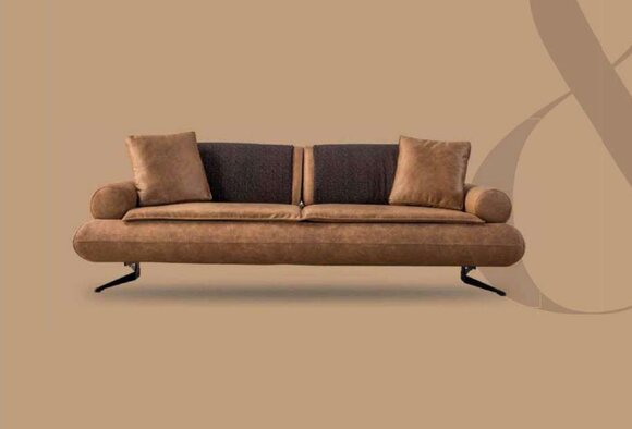 Zweisitzer Sofa 3 Sitzer Sofas Braun Kunstleder Wohnzimmer Luxus Sitz von JV Möbel