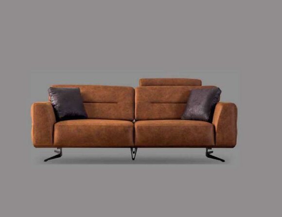 Zweisitzer Sofa 3 Sitzer Sofas Braun Kunstleder Wohnzimmer Luxus von JV Möbel