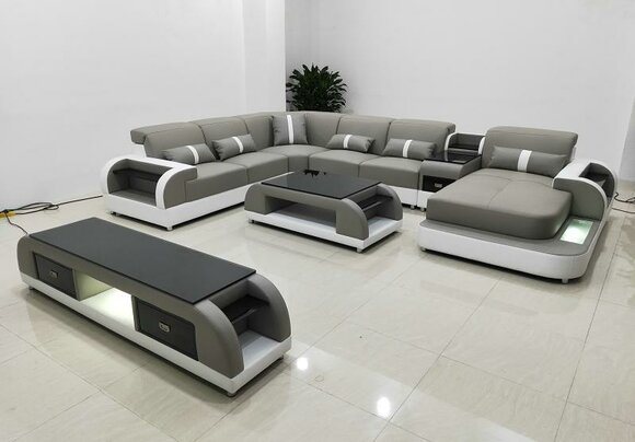 ecksofa couch sofa led garnitur wohnlandschaft polster garnitur usb beleuchtet von JV Möbel