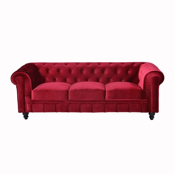 jvmoebel ® - Leder Sofa Couch - Rote Polster Dreisitzer Couch Garnitur von JV Möbel