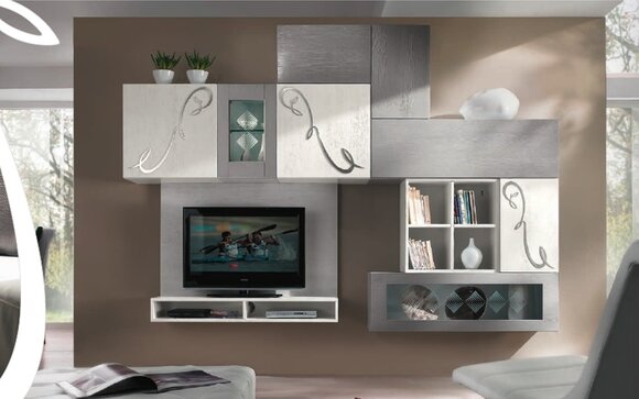 rtv Wohnwand Vitrine Sideboard Schrank Wand Moderne tv Holz Garnitur Set Möbel von JV Möbel
