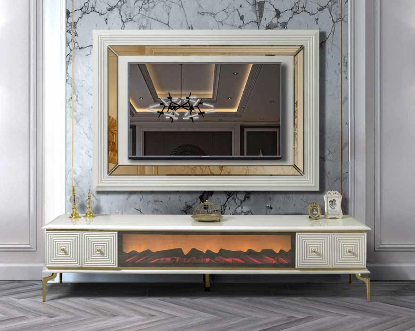 sideboard Schrank rtv mit Kamin Wohnwand Set TV Panel Edelstahl Luxus Möbel sideboard Schrank rtv mit Kamin Wohnwand Set TV Panel Edelstahl Luxus Möbel von JV Möbel