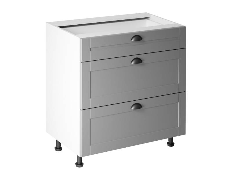 BREITER MODERNER NIEDRIGER KÜCHENSCHRANK MIT 3 AUSZIEHBAREN FÄCHERN IN DER FARBE WEISS D80S3 von JV Möebel