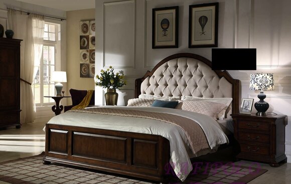 Bett Polsterbett Luxus Doppel Schlafzimmer Holz Leder Betten Chesterfield von JV Möebel