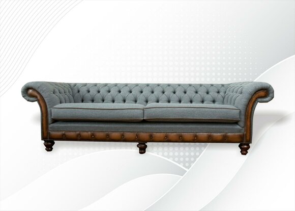 Big xxl Sofa 4 Sitzer Couch Chesterfield Polster Garnitur Leder Textil Grau Big xxl Sofa 4 Sitzer Couch Chesterfield Polster Garnitur Leder Textil Grau von JV Möebel