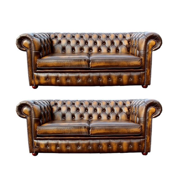 Chesterfield Sofagarnitur Couch Polster Sofa Leder Textil Stoff Garnitur von JV Möebel