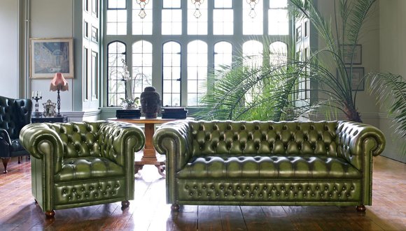 Chesterfield Sofagarnitur Sofa Couch Polster Set Garnitur 3+1+1 Leder von JV Möebel