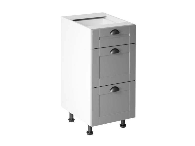 WEISSER KÜCHENUNTERSCHRANK MIT DREI EINLEGEBÖDEN IM MODERNEN STIL FÜR KÜCHENRAUM D40S3 von JV Möebel