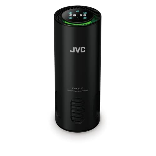JVC KS-AP320 - Mobiler photokatalytischer Luftreiniger CADR 8,5 m3/h, EPA-Filter E12, UV-Filter, Ionisator, Anzeige der Luftqualität, 2 Reinigungsstufen, 12 Watt, USB-Anschluss, Gestensteuerung von JVC