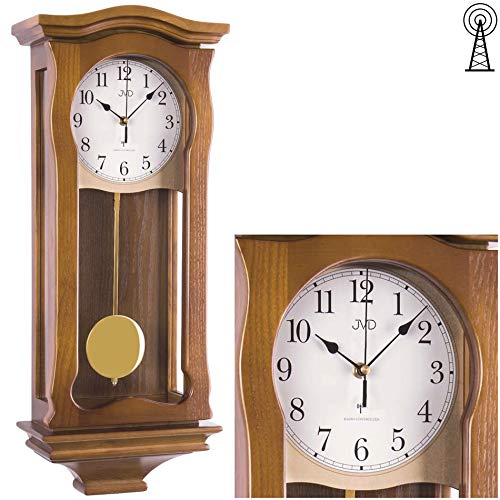 JVD Klassische Wanduhr mit Pendel Funk Uhr Eiche Westminster Regulateur Funkuhr von JVD