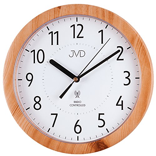 JVD RH612.7 Wanduhr Funk Funkwanduhr analog buche farben rund von JVD