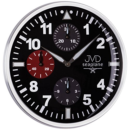 Moderne Wanduhr Uhr mit Chronograph Design Quarzuhr Quarz schwarz von JVD