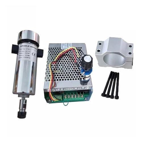 CNC-Spindelmotor-Kits Luftgekühlter 0,8 kW DC110 V 20000 U/min CNC-Spindelmotor-Kit ER11/Spannfutter 800 W Spindelmotor + Netzteil Drehzahlregler for Gravieren(800W ER11 Set 3) von JVDDI