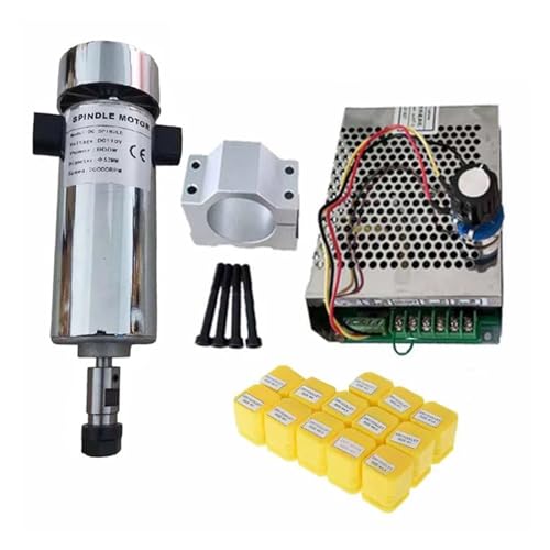 CNC-Spindelmotor-Kits Luftgekühlter 0,8 kW DC110 V 20000 U/min CNC-Spindelmotor-Kit ER11/Spannfutter 800 W Spindelmotor + Netzteil Drehzahlregler for Gravieren(800W ER11 Set 4) von JVDDI