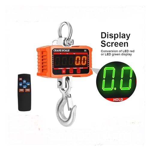 Digitale Kranwaage 1500 kg/500 kg Digitale Kranwaa 1T Hänwaa Fernbedienung Heavy Duty LED Industrielegierung Haken Wiewerkzeu Datenspeicherung(1000KG Orange) von JVDDI