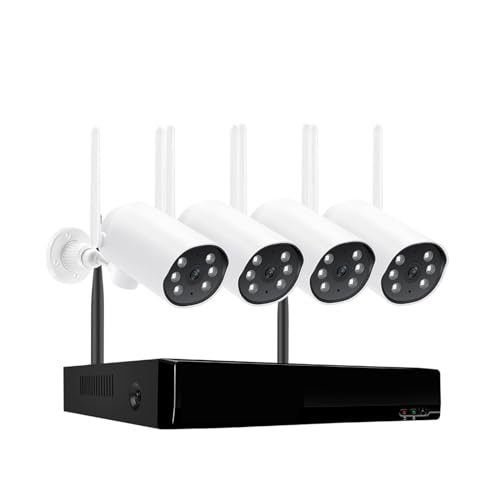 Drahtloses Sicherheitskamerasystem 10CH 3MP Drahtlose Video Sicherheit Kamera System Outdoor Zwei Weg IP Kamera P2P CCTV Überwachung NVR Kit(8CH NVR 4 Camera B) von JVDDI
