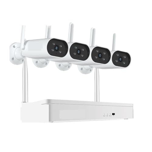 Drahtloses Sicherheitskamerasystem 1920P Wireless CCTV Kamera System 8CH NVR Kit Sicherheit Überwachung Video Set Zwei Weg Outdoor IP66 Wasserdicht(None,3MP 4Cameras) von JVDDI