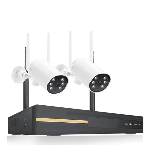 Drahtloses Sicherheitskamerasystem 3MP HD Wireless CCTV Kamera System Zwei-wege Outdoor Video Überwachung Kit 8CH NVR P2P IP Sicherheit Kamera set(3T,8CH NVR 2 Cameras) von JVDDI